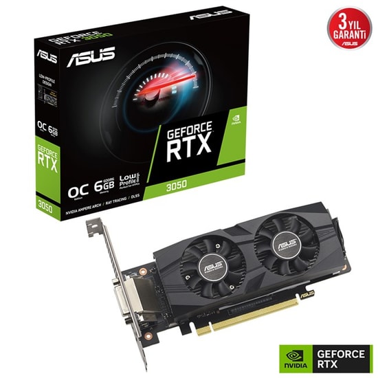 ASUS GeForce RTX 3050 6GB LP BRK OC Ekran Kartı (RTX3050-6G-LP-BRK-OC) - 96 Bit, GDDR6, Low Profile, DLSS 2