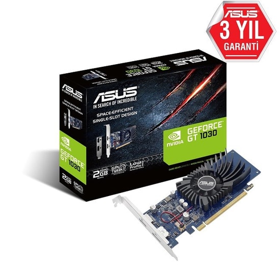 Asus GeForce GT 1030 2GB GDDR5 Phoenix Ekran Kartı (PH-GT1030-O2G) - 64 Bit, HDMI, DisplayPort, Fanlı Soğutma