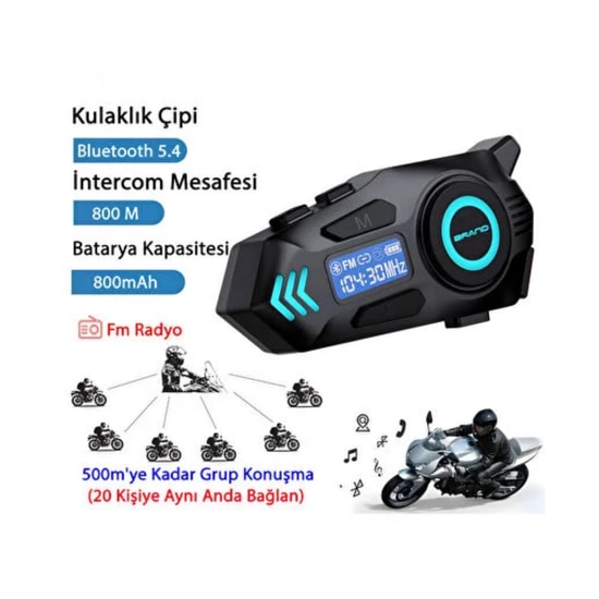 Nettech K09 Bisiklet Motosiklet İnterkom Kulaklık Mikrofon (NT-118042) - Bluetooth 5.0, 500mAh, IPX6 Su Geçirmez