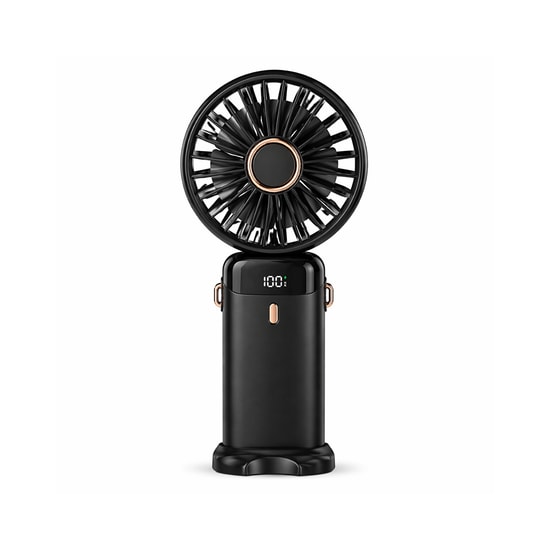 Nettech F40 Siyah LED Dijital Ekranlı Şarjlı Mini Fan (NT-118018) - Taşınabilir, Sessiz Oynar Başlı, Standlı, USB Şarjlı