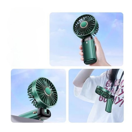 Nettech F40 Siyah LED Dijital Ekranlı Şarjlı Mini Fan (NT-118018) - Taşınabilir, Sessiz Oynar Başlı, Standlı, USB Şarjlı