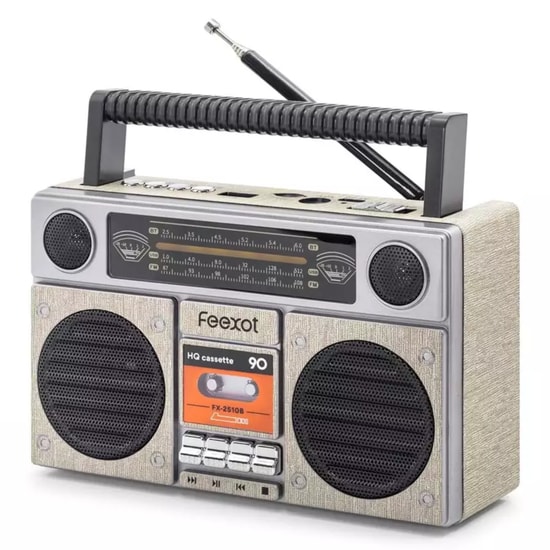 Nettech Feexot FX-2510B Gri Nostalji Radyo ve Bluetooth Hoparlör (NT-118007) - Kablolu Speaker, Yüksek Ses Kalitesi
