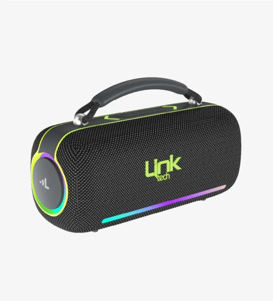 LinkTech M418 Premium IPX6 Led Işıklı Mavi Bluetooth Hoparlör - 2x 30W, Bluetooth V5.4, Tip-C Şarjlı, IPX6, 4000 mAh Pil