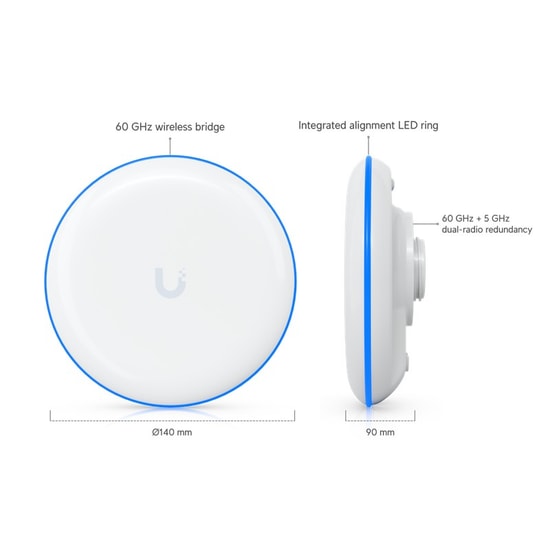Ubiquiti Building Bridge UBB-EU Dış Ortam Access Point - 60GHz/5GHz, 1.7Gbps, 500m PTP, 2x2 MIMO, Adaptörlü