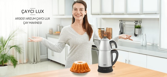 Arzum Çaycı Lux AR3051 Çay Makinesi: 1.8 L Su Isıtıcı, Paslanmaz Çelik Demlik ve Sıcak Tutma Özelliği
