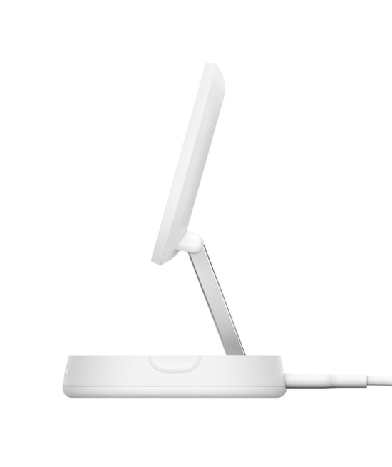 Belkin BoostCharge Pro Katlanabilir Qi2 15W Beyaz Manyetik Şarj Standı (WIA008BTWH) - Manyetik, Adaptif Şarj, Qi2 Uyumlu