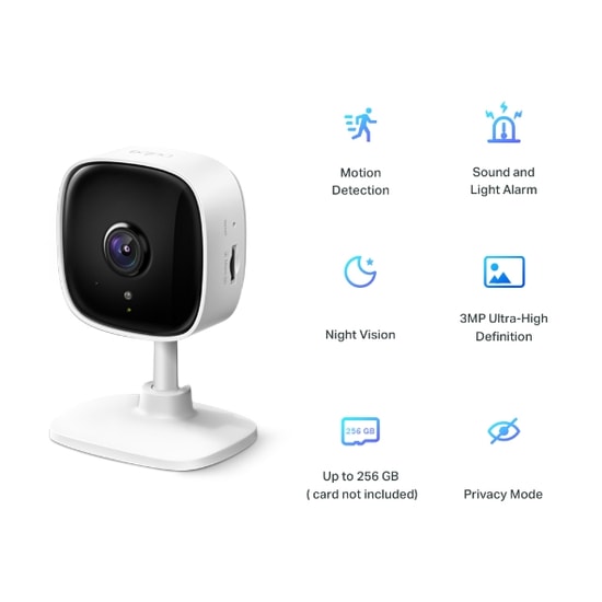 TP-Link Tapo C110 3MP 2K Wi-Fi Akıllı Ev Güvenlik Kamerası - 2304x1296 Çözünürlük, Gece Görüşü, Hareket Algılama