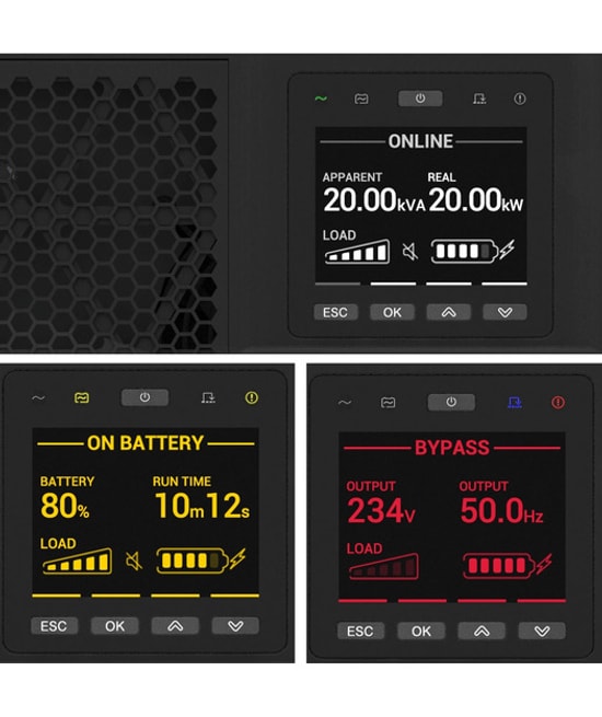 APC SRTG20KXLI Smart-UPS On-Line 20kVA/20kW Raf/Kule Kesintisiz Güç Kaynağı - Ağ Kartlı, Ray Kiti Hariç