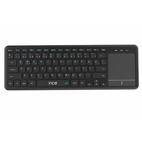 Inca IBK-568BT Dual Mod Bluetooth + 2.4G Kablosuz Siyah Touchpad Klavye - Smart TV Uyumlu, Q Klavye, AAA Pil