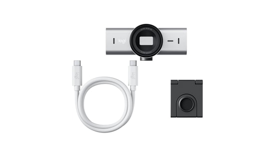 Logitech MX Brio 4K Ultra HD Webcam (960-001554) - Açık Gri, HDR, USB-C, Çift Mikrofon, Yapay Zeka Destekli