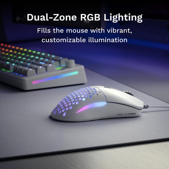 Glorious Model O Eternal GLO-OE-W-WHT Beyaz RGB Kablolu Oyuncu Mouse - 12000 DPI, 55g Hafiflik, 300 IPS, 6 Tuş