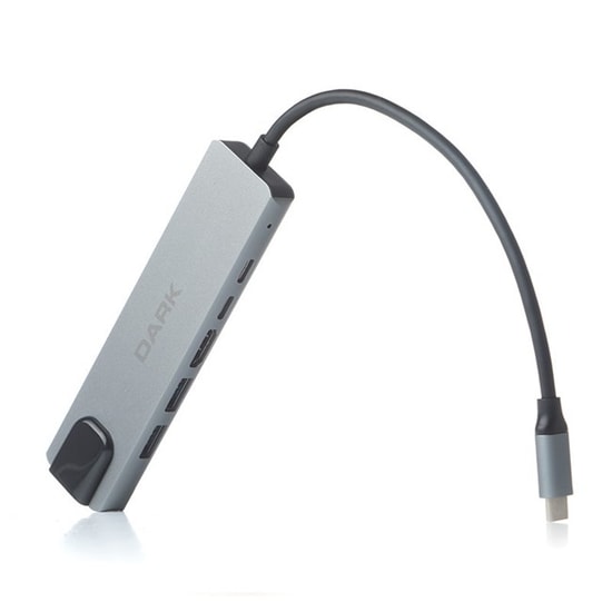 Dark DK-AC-U31X47 6in1 USB 3.2 Type-C Hub Çoklayıcı - 4K HDMI, Gigabit Ethernet, 100W PD, USB 3.0/2.0 Port