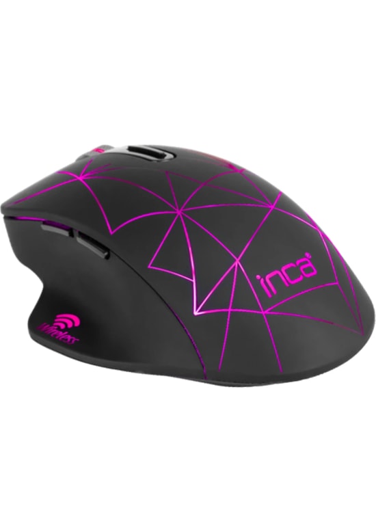Inca IWM-551 Şarj Edilebilir Type-C + USB Kablosuz Mouse - 1600 DPI, 7 Tuş, Sessiz, 4 Renk LED Aydınlatma, Siyah