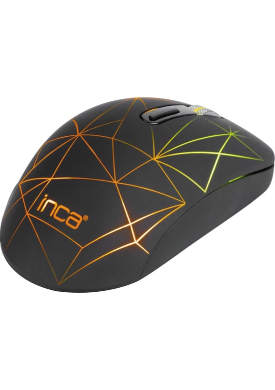 Inca IWM-551 Şarj Edilebilir Type-C + USB Kablosuz Mouse - 1600 DPI, 7 Tuş, Sessiz, 4 Renk LED Aydınlatma, Siyah