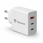 Teknonet TN-HCH15 50W Beyaz Şarj Aleti (NT-116895) - 3 Çıkışlı, USB + Type-C PD, Hızlı Şarj, 24 Ay Garantili