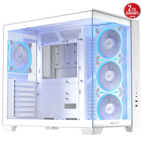 Asus A32 PLUS BEYAZ ATX Oyuncu Kasası - 360mm Radyatör, 420mm GPU, 4x ARGB Fan, USB 3.2 Type-C, Temperli Cam Panoramik