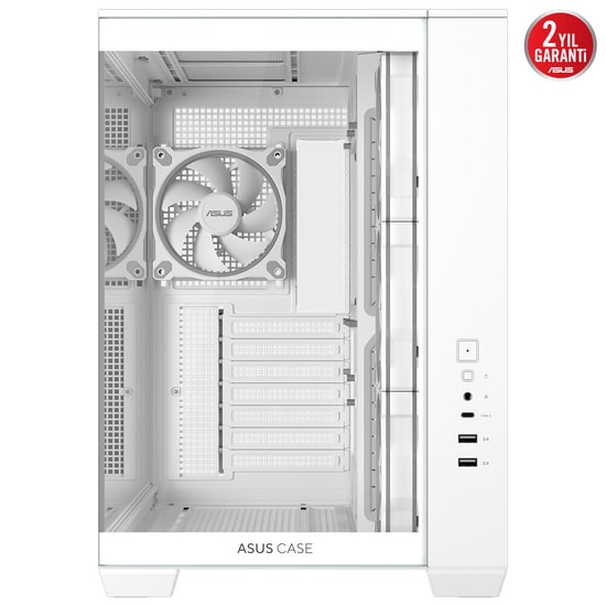 Asus A32 PLUS BEYAZ ATX Oyuncu Kasası - 360mm Radyatör, 420mm GPU, 4x ARGB Fan, USB 3.2 Type-C, Temperli Cam Panoramik