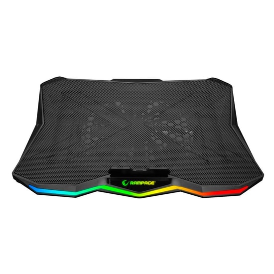 Rampage AD-RC8 Showy RGB Notebook Soğutucu Stand - 180mm Fan, 15-17.3" Uyumlu, 7 Kademeli, Siyah, 2xUSB Port