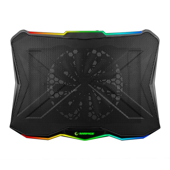 Rampage AD-RC8 Showy RGB Notebook Soğutucu Stand - 180mm Fan, 15-17.3" Uyumlu, 7 Kademeli, Siyah, 2xUSB Port