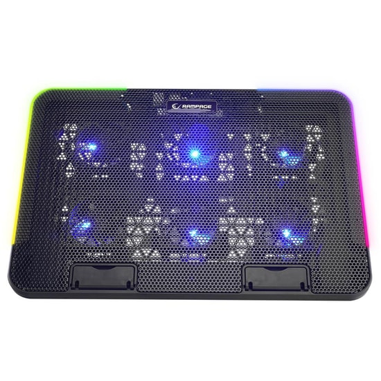 Rampage SIXPOWER R9 RGB Notebook Soğutucu Stand - 6 Fanlı, 7 Kademeli Yükseklik, 10 RGB Modlu, Telefon Tutuculu