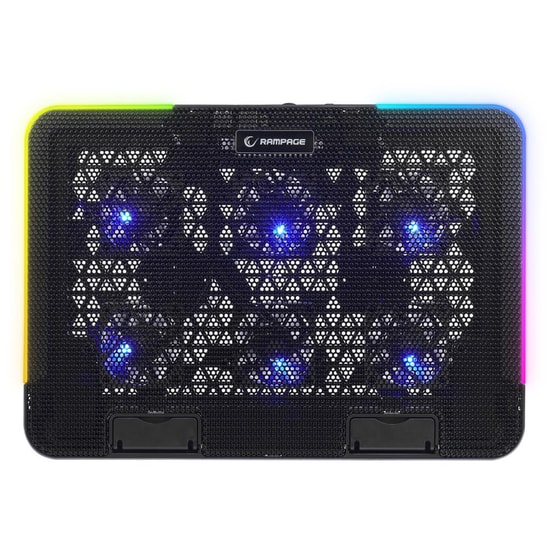 Rampage SIXPOWER R9 RGB Notebook Soğutucu Stand - 6 Fanlı, 7 Kademeli Yükseklik, 10 RGB Modlu, Telefon Tutuculu