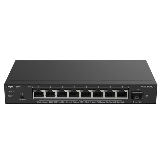 Ruijie Reyee RG-ES209MG-P 8 Port 2.5G Cloud Yönetilebilir Switch - 130W PoE, 1x10G SFP+, 1x2.5G RJ45 Uplink