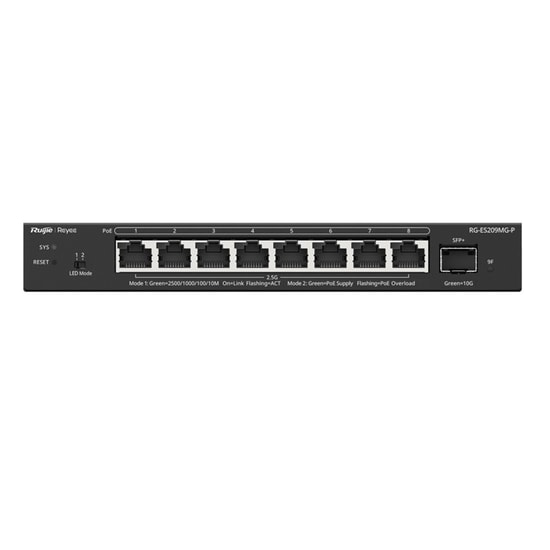 Ruijie Reyee RG-ES209MG-P 8 Port 2.5G Cloud Yönetilebilir Switch - 130W PoE, 1x10G SFP+, 1x2.5G RJ45 Uplink