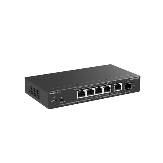 Ruijie Reyee RG-ES206MG-P 6 Port 2.5G Yönetilebilir PoE Switch - 4x2.5G PoE (70W), 1x10G SFP+, 1x2.5G RJ45 Uplink