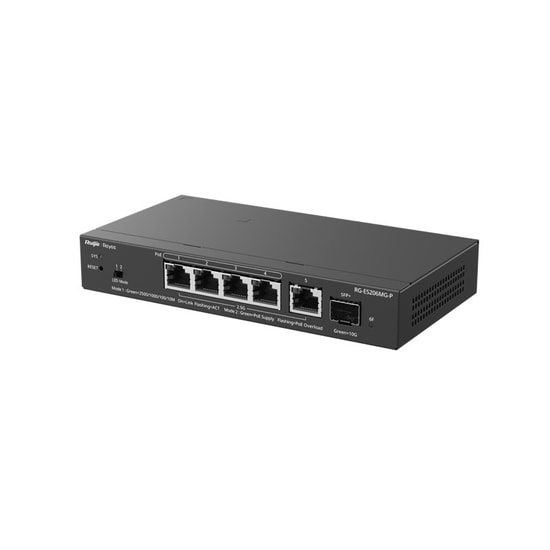 Ruijie Reyee RG-ES206MG-P 6 Port 2.5G Yönetilebilir PoE Switch - 4x2.5G PoE (70W), 1x10G SFP+, 1x2.5G RJ45 Uplink