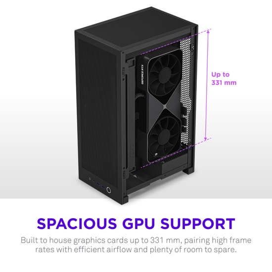 NZXT H2 Flow Siyah Mini-ITX Bilgisayar Kasası (CI-H21FB-01) - PCIe 5.0 Riser Kablo, Kompakt Tasarım, USB-C