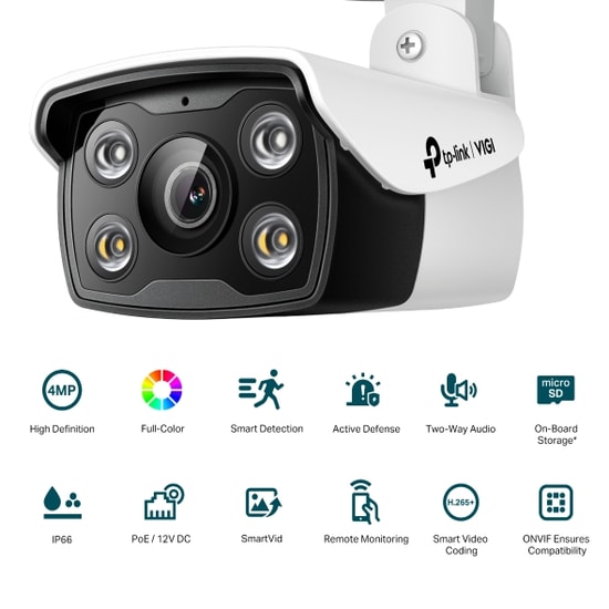 TP-Link VIGI C340-4MM 4MP Outdoor Bullet IP Kamera - 4mm Lens, 30m Gece Görüş, Full-Color, İnsan Algılama, IP67