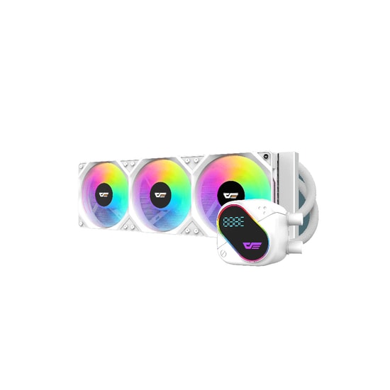 Aigo DO360 Beyaz ARGB LCD 360mm Sıvı Soğutucu - 3x12cm Fan, 2100 RPM, 36.9 dBA, LGA 1851 ve AM5 Uyumlu Soğutma