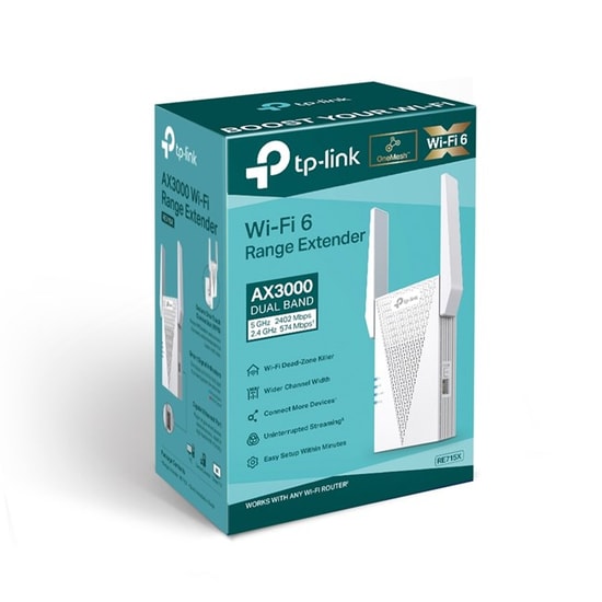 TP-Link RE715X AX3000 Wi-Fi 6 Menzil Genişletici - Çift Bant, Gigabit Port, EasyMesh, AP Modu, Akıllı Dolaşım