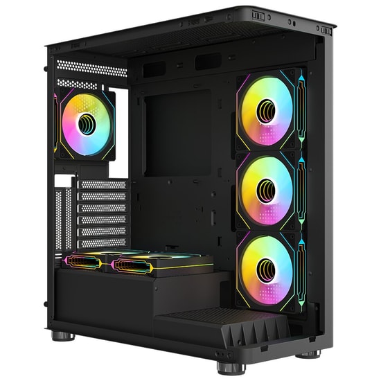 Frisby FC-9570 Vanta 750W 80+ Bronze Mid Tower Oyuncu Kasası - 6xARGB Fan, USB 3.0, ATX, Temperli Cam, Siyah