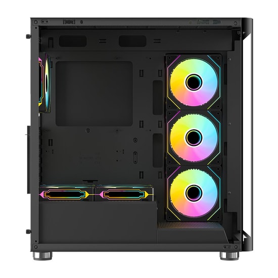 Frisby FC-9570 Vanta 750W 80+ Bronze Mid Tower Oyuncu Kasası - 6xARGB Fan, USB 3.0, ATX, Temperli Cam, Siyah