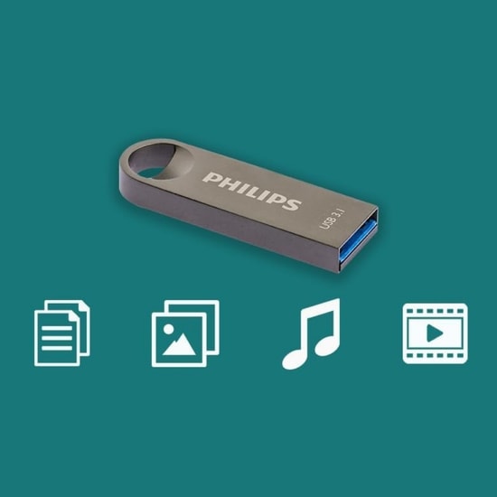 Philips FM12FD165B/00 128GB USB 3.1 Flash Bellek - 180MB/s Okuma, Moon Gümüş Serisi, Şık Metalik Tasarım