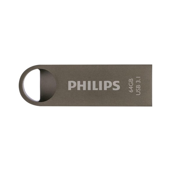 Philips FM64FD165B/00 64GB USB 3.1 Flash Bellek - 150MB/s Okuma, Moon Uzay Grisi Tasarım, Metalik Şık Kasa