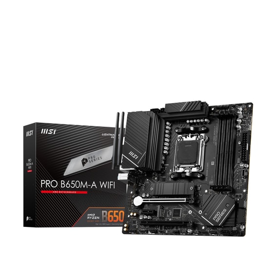 MSI PRO B650M-A WIFI AM5 DDR5 Anakart - 6400MHz(OC), HDMI, DP, M.2, USB 3.2, 2.5G LAN, Wi-Fi 6E, mATX