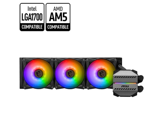 MSI MAG CORELIQUID M360 360mm ARGB Sıvı İşlemci Soğutucu - 3x120mm PWM Fan, 78.73 CFM, Intel-AMD Uyumlu, Siyah