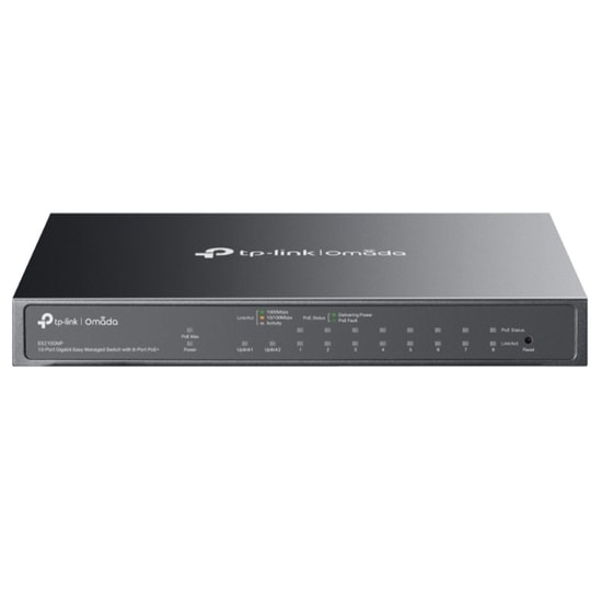 TP-Link Omada ES210GMP 10 Port Gigabit PoE Switch - 8 Port PoE+, 123W, Yönetilebilir, Metal Kasa, Masaüstü