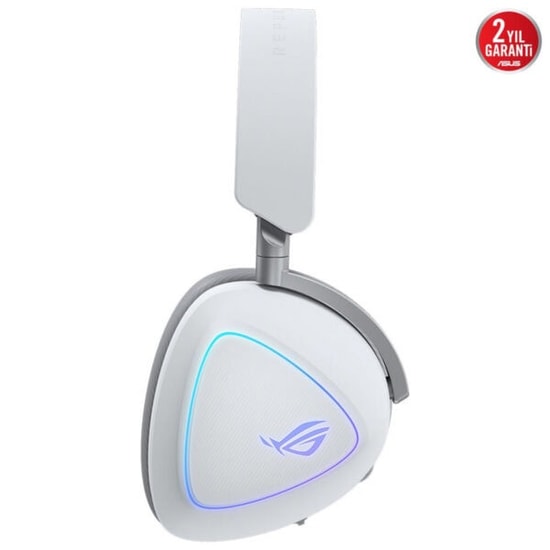 ASUS ROG Delta II KJP Beyaz Kablosuz Oyuncu Kulaklığı - Tri-Mode, 50mm Sürücü, RGB, 140 Saat Pil, PS5 Uyumlu