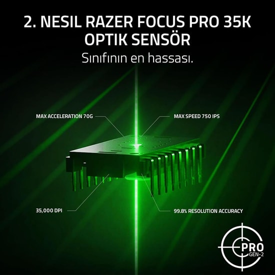 Razer Viper V3 Pro SE Siyah Kablosuz Oyuncu Mouse (RZ01-04550100-R3G1) - 35000 DPI, 8000Hz, 54g, Optik Sensör