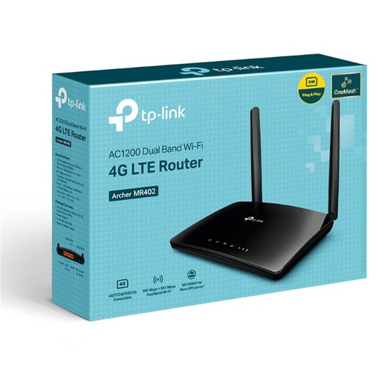 TP-Link Archer MR402 AC1200 Çift Bant 4G LTE Router - WiFi 5, Masaüstü Plastik Kasa, PPPoE Support, Sim Kartlı