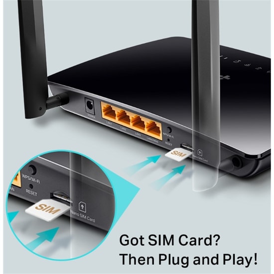 TP-Link Archer MR402 AC1200 Çift Bant 4G LTE Router - WiFi 5, Masaüstü Plastik Kasa, PPPoE Support, Sim Kartlı