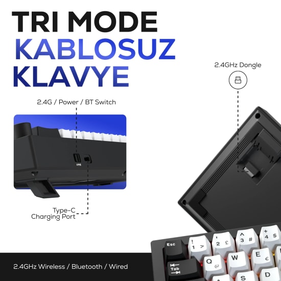 Hawk HK540 Mekanik Prelubed Switch RGB Oyuncu Klavyesi - TR Q Düzen, Kablolu Bağlantı, Profesyonel Gaming Klavye