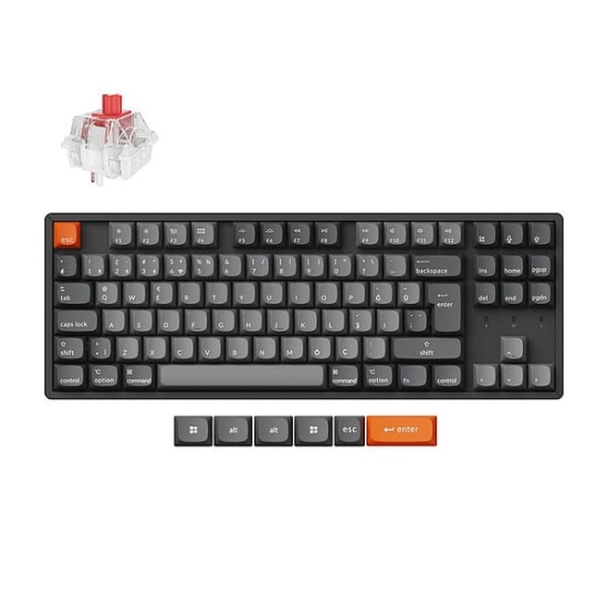 Keychron K8 Max %80 TKL RGB Red Switch Kablosuz Mekanik Oyuncu Klavyesi (K8M-J1-TR) - QMK/VIA, Türkçe Q, Siyah