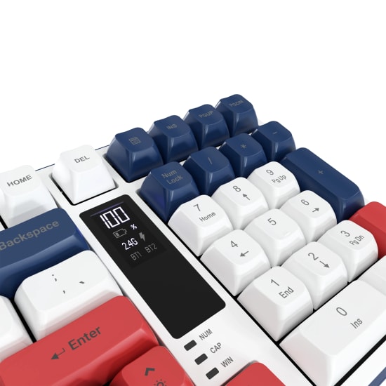 Hawk HK257RB Kırmızı Mavi Q Türkçe RGB Kablosuz Gaming Klavye - Bluetooth, LCD Ekran, 19 Anti-Ghosting, Şarjlı