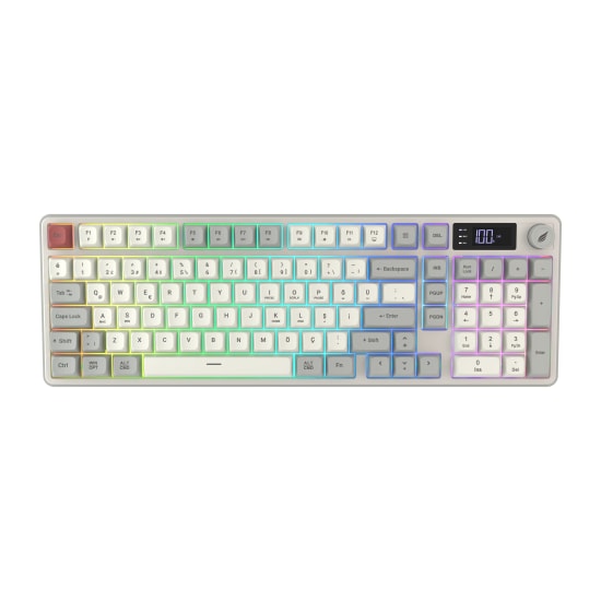 Hawk HK258RK Kırmızı Haki Q TR RGB Kablosuz Gaming Klavye - Şarjlı, Bluetooth, 19 Anti-Ghosting, Multimedya Tuşlu