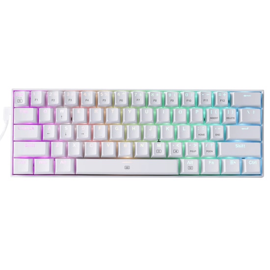 Redragon K630W-RGB Dragonborn Beyaz Mekanik Oyuncu Klavyesi - Blue Switch, %60 TKL, Type-C, Türkçe Q (1.8m Kablolu)