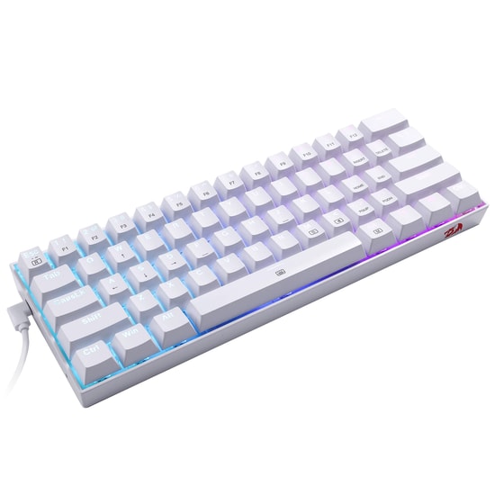 Redragon K630W-RGB Dragonborn Beyaz Mekanik Oyuncu Klavyesi - Blue Switch, %60 TKL, Type-C, Türkçe Q (1.8m Kablolu)